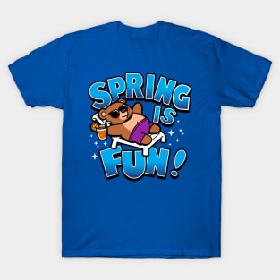 Spring Is Fun Cute Kawaii Bear Chilling On Spring Break T-Shirt
